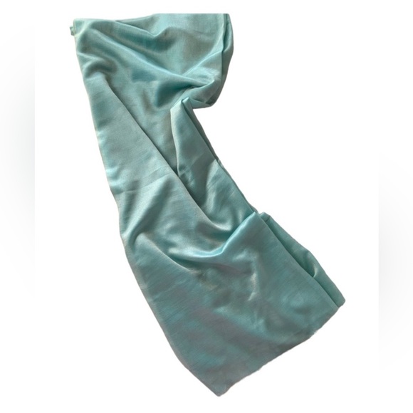 Women big scarf with trim in Teal & gold colour Laura in mint condition - Picture 2 of 8